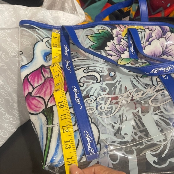 Y2K Ed Hardy Clear Tote with Blue and Pink Floral Design NWT - Picture 7 of 9